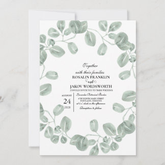 Carte d'invitation de mariage botanique à la verdu