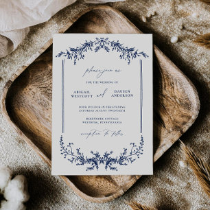 Carte d'invitation de mariage Cottage Bleu Marine