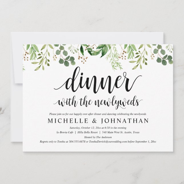 Carte d'invitation de Mariage de Brunch Green Post (Devant)