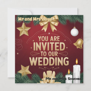 Carte d'invitation de mariage de Noël élégante