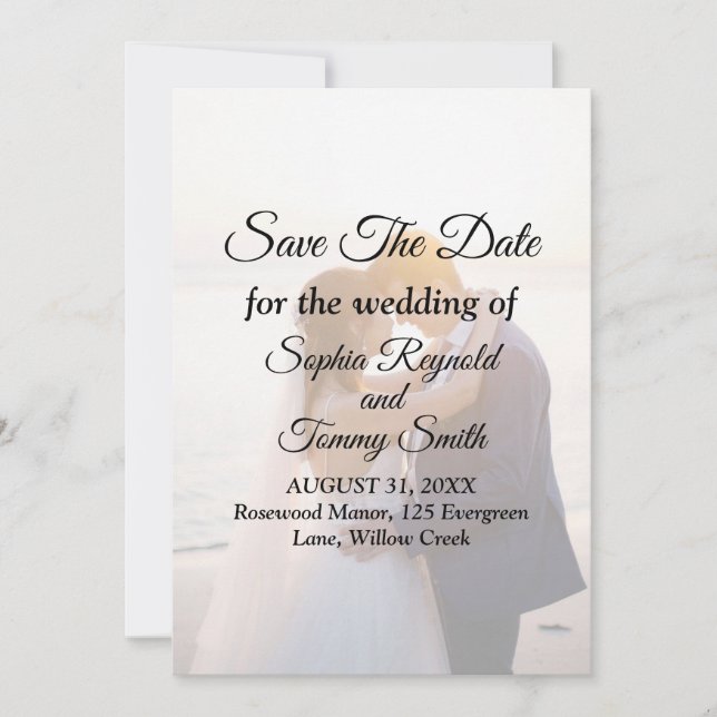 Carte d'invitation de mariage "Elegant Save the Da (Devant)