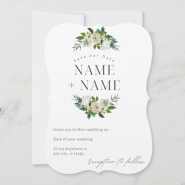 Carte d'invitation de mariage élégante pour sauver (Devant)