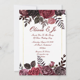 CARTE D'INVITATION DE MARIAGE FLEURIE AUTOMNE BOUR