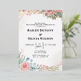 Carte d'invitation de mariage florale aquarelle co