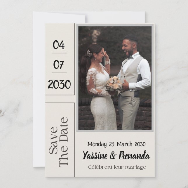 Carte d'invitation de mariage French Français (Devant)