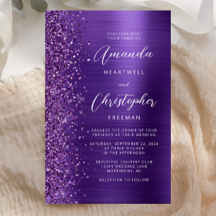 Carte d'invitation de mariage glitter glamour viol