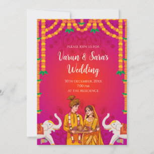 Carte d'invitation de mariage hindou numérique ind