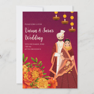 Carte d'invitation de mariage hindou numérique ind