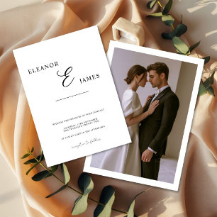 Carte d'invitation de mariage minimaliste blanc et