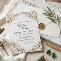 Carte d'invitation de mariage moderne vert sauge e