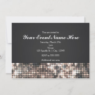 Carte d'invitation de mariage noir glamour à paill