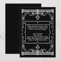 Carte d'invitation de mariage noire personnalisée