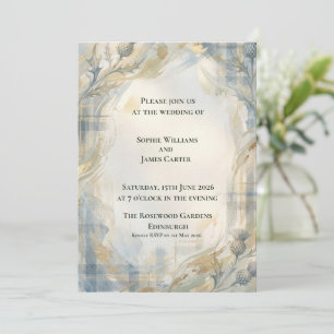Carte d'invitation de mariage ovale en tartan écos