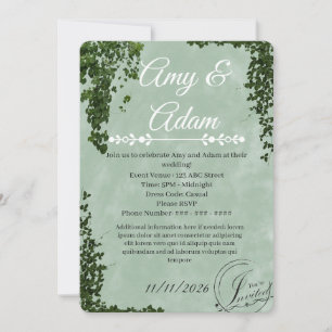 Carte d'invitation de mariage - Plantes Vertes
