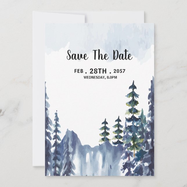 Carte d'invitation de mariage pour pin d'hiver (Dos)