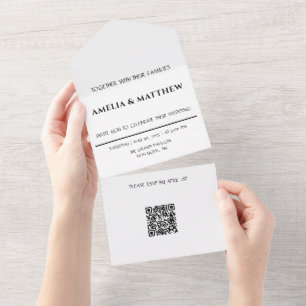 Carte d'invitation de mariage QR Code Tout en Un