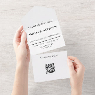 Carte d'invitation de mariage QR Code Tout en Un