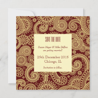 Carte d'invitation de mariage rouge indien Sauvega