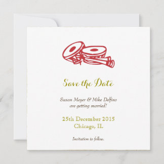 Carte d'invitation de mariage rouge or pour réserv