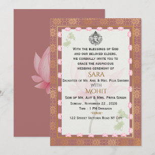 Carte d'invitation de mariage royal indien