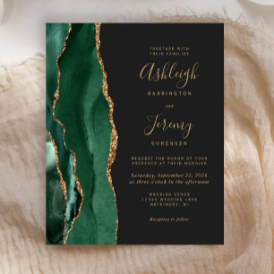 Carte d'invitation de mariage sombre émeraude Budg