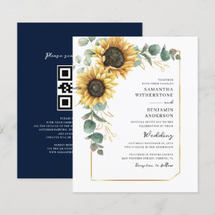 Carte d'invitation de mariage tout-en-un avec code