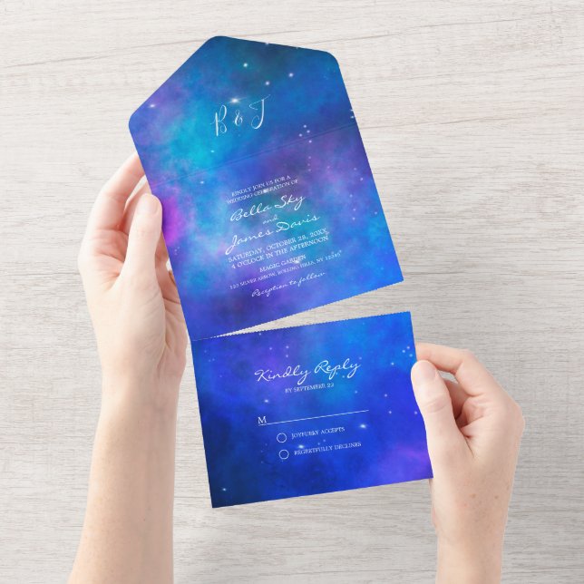 Carte d'invitation de mariage Tout en Un Nébuleuse (Déchirure)