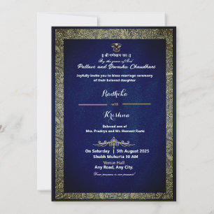Carte d'invitation de mariage traditionnel indien