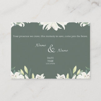 Carte d'invitation de mariage vert et blanc