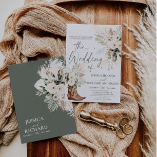 Carte d'invitation de mariage Western Boho avec ve