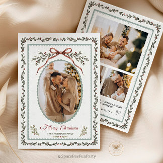 Carte d'invitation de Noël avec ruban pour photo d