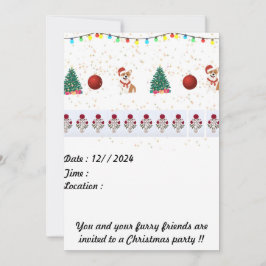 Carte d'invitation de Noël de chien 5 x 7