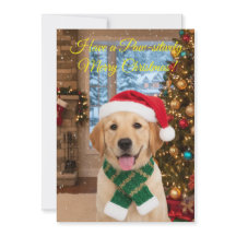 Carte d'invitation de Noël père Noël Paws