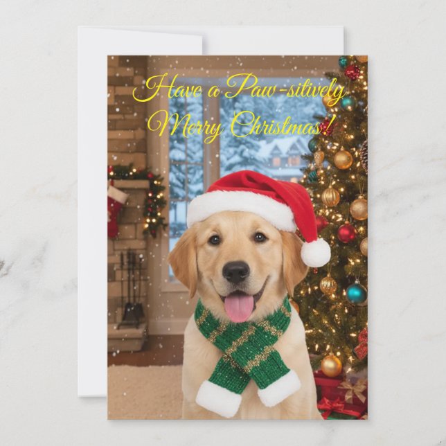 Carte d'invitation de Noël père Noël Paws (Devant)