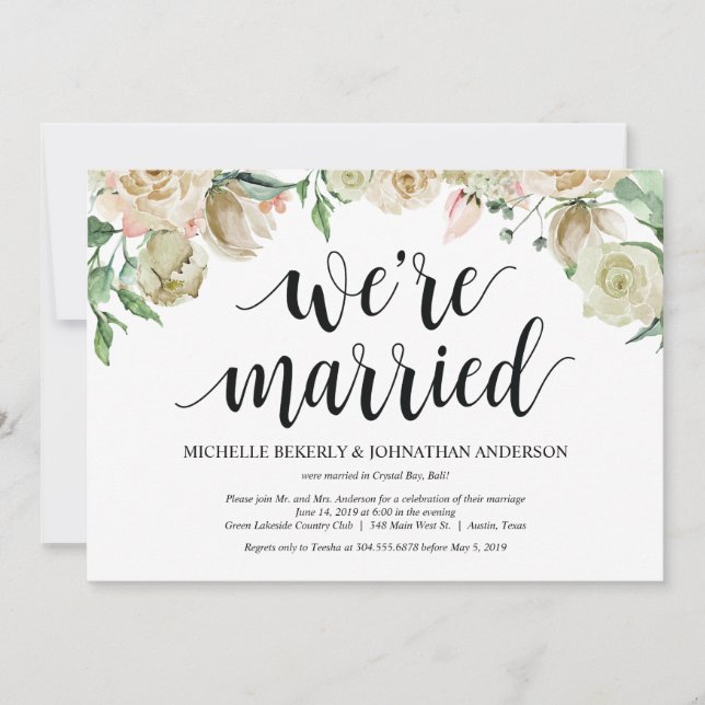 Carte d'invitation de réception de mariage printan (Devant)