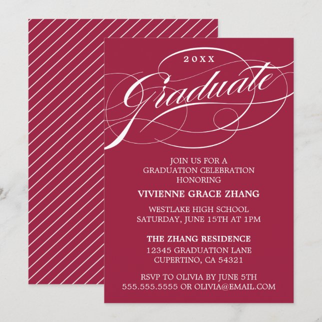 CARTE D'INVITATION DE REMISE DE DIPLÔME DE PARTIE  (Devant / Derrière)