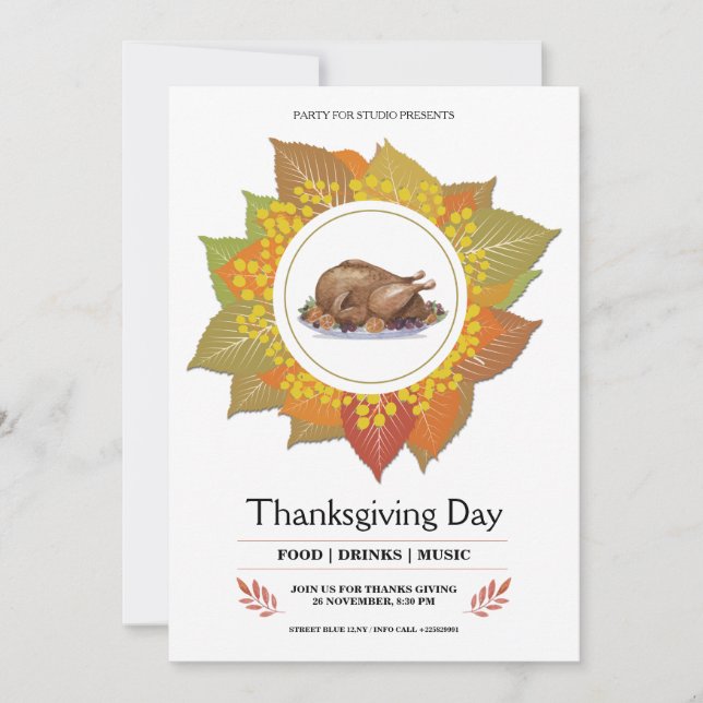 Carte d'invitation de Thanksgiving (Devant)