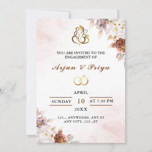 Carte d'invitation des Fiançailles indiens