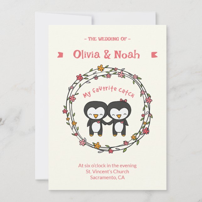 Carte d'invitation Drôle Penguin (Devant)