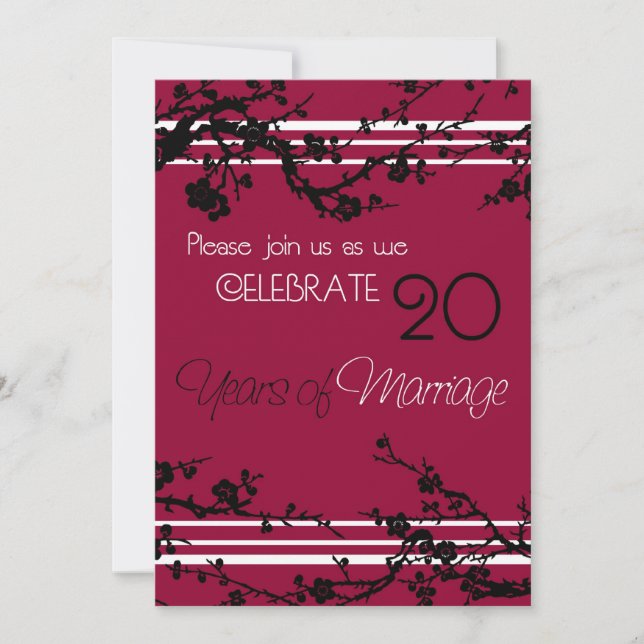 Carte d'invitation du 20e anniversaire du Mariage  (Devant)