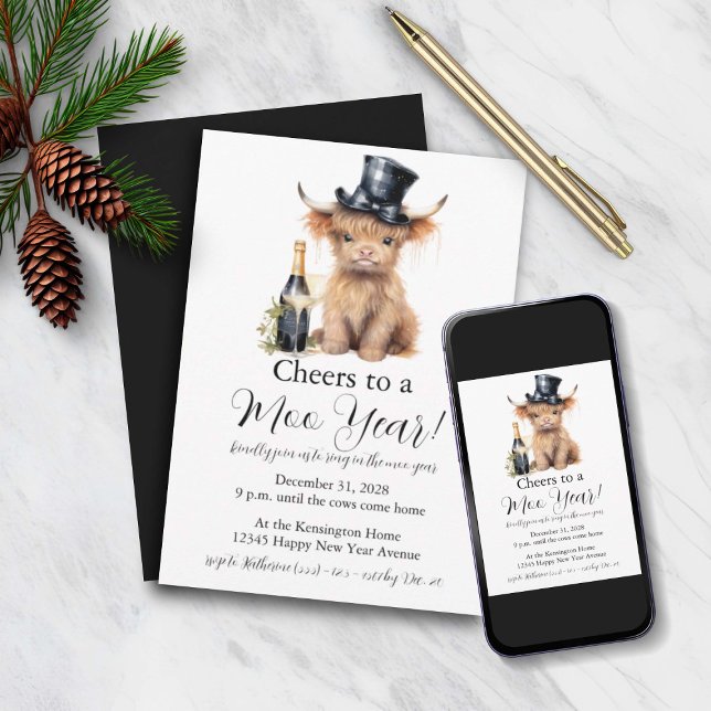 Carte d'invitation du Nouvel An de la vache des Hi (Créateur téléchargé)