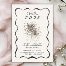 Carte d'invitation élégante pour la nouvelle année