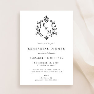 Carte d'invitation élégante pour le dîner de répét