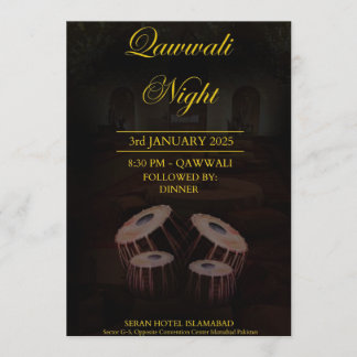 Carte d'invitation élégante pour une soirée Qawwal