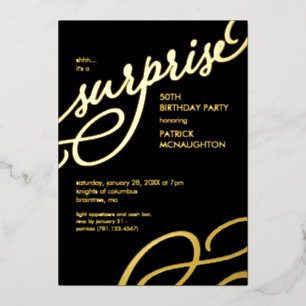 Carte d'invitation en papier d'aluminium noir et o