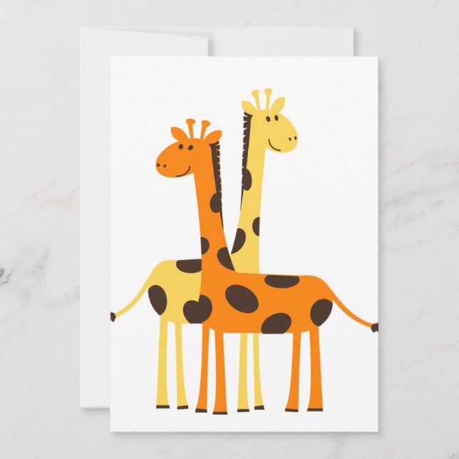 Carte d'invitation et de voeux jolie girafe (Devant)