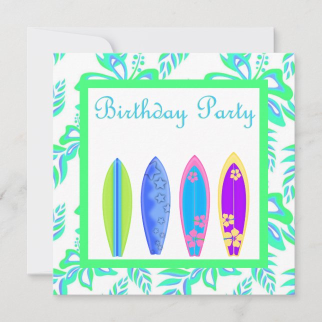 CARTE D'INVITATION FÊTE ÉLIMINATION VERTE planche  (Devant)