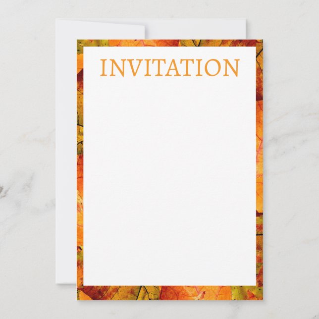 Carte d'invitation Feuilles d'automne. (Dos)