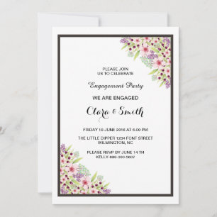 Carte d'invitation Fiançailles floral romantique