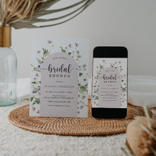 Carte d'invitation Fleur sauvage moderne de douche
